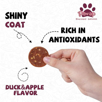 PAWUP Duck Jerky Dog Treats – Duck & Apple Sausage Slices, Training Treats with Taurine for Small, Medium & Large Dogs, 12.5 oz (Pack of 2)