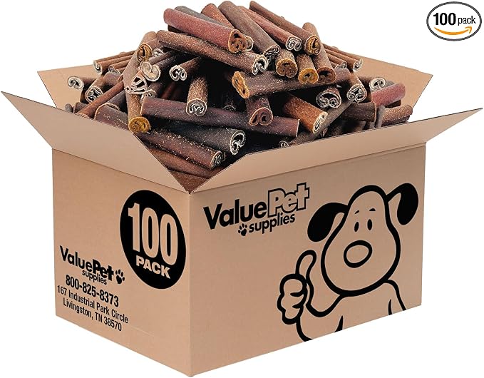 ValueBull Collagen Sticks for Dogs, 6 Inch Jumbo Chews, Natural Long-Lasting Dog Treats, 100 Count Bulk Pack - Supports Joints, Skin & Coat with Chondroitin & Glucosamine