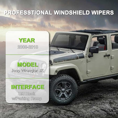 PARRATI® Windshield Wiper Blades for Jeep Wrangler 2007-2017, 3 Pack | 15/15 Inch Front +13 Inch Rear, OEM Replacement, Ultra Quiet, No Streaks All Weather Wiping