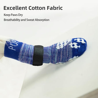 PUPTECK Anti-Slip Dog Socks with Double Sides Grips for Small Medium Large Dogs Hardwood Floors Prevents Licking, Dog Shoes for Hot Pavement Traction Control for Senior Dogs, Royal Blue, XL