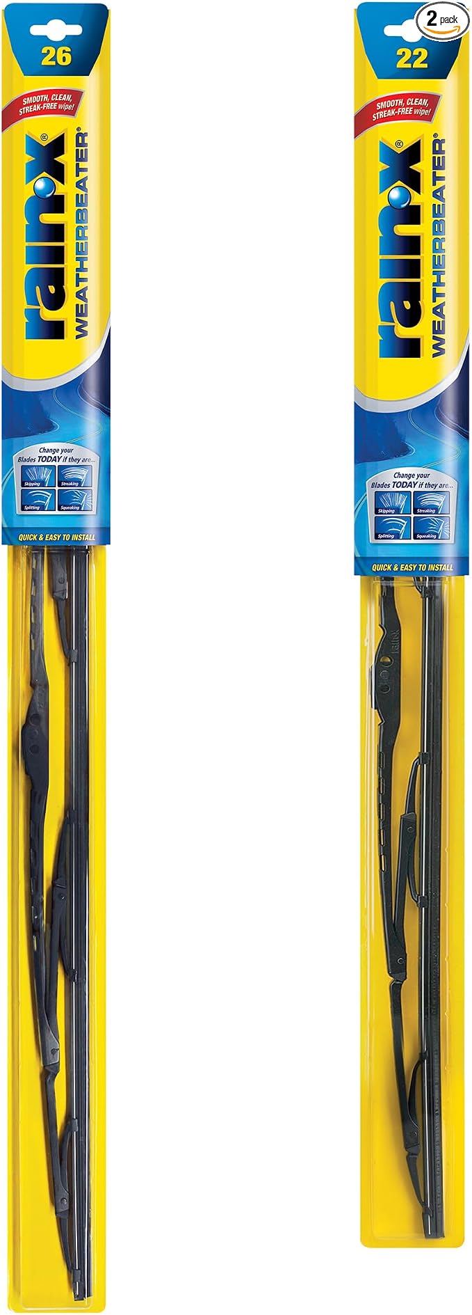 Rain-X 820250 WeatherBeater Wiper Blades, 26" and 22" Windshield Wipers (Pack of 2), Automotive Replacement Windshield Wiper Blades That Meet Or Exceed OEM Quality And Durability Standards