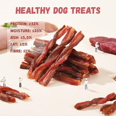 Pawmate Triple Flavored Dog Treats Chicken, Duck & Beef Twists, Healthy Low Fat Dog Jerky Chews, High Protein Training Treats Snacks for Small Medium Large Breed, 10.6 oz