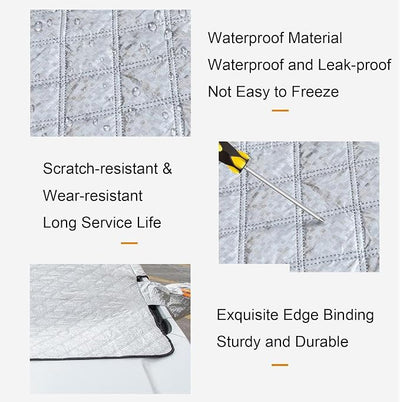 4-Layer Magnetic Windshield Snow Cover for Car, Universal Car Windshield Frost Protector Cover for Ice, Snow, Rain, Dust, for Most Cars, SUV (Sedans/113 * 145cm/44.49 * 57.08in)