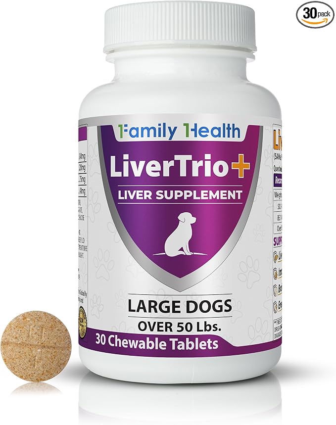 Comprehensive Liver Support Supplement for Large Dogs. Flavorful Chewable Tablets Combining Same, SPC, Silybin A+B, + Glutathione 30Ct (Large)