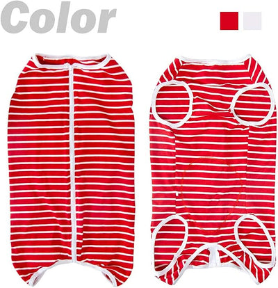 Dog’s Recovery Suit Post Surgery Shirt for Female Male Dog, E-Collar Alternative Wound Protective Clothes (red white-3xl)