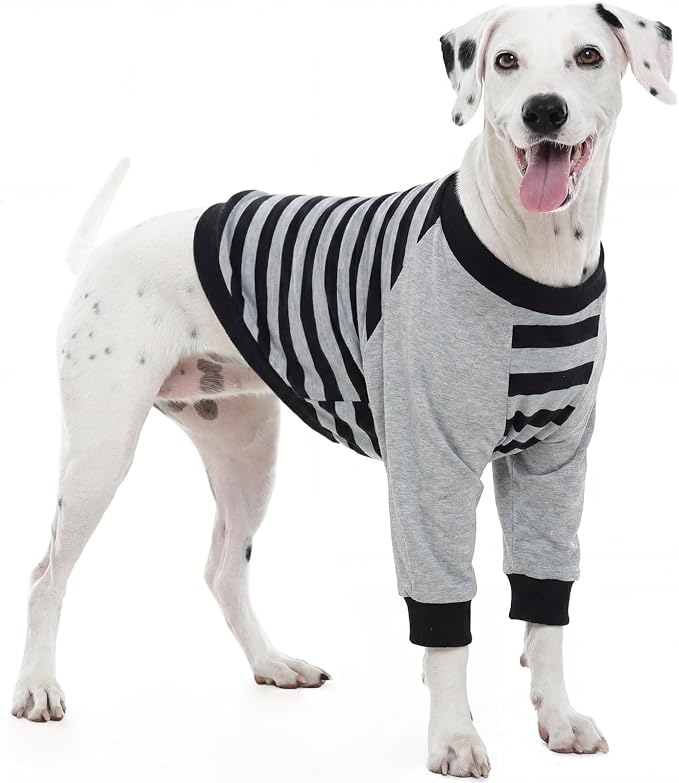 Dog Recovery Sleeve with Elbow Protector,Dogs Shirt Stop Licking Joints,Pet Long Sleeve Suit Protecting Dog's Front Leg Arm Wounds Cover Skin Conditions Black Stripes L