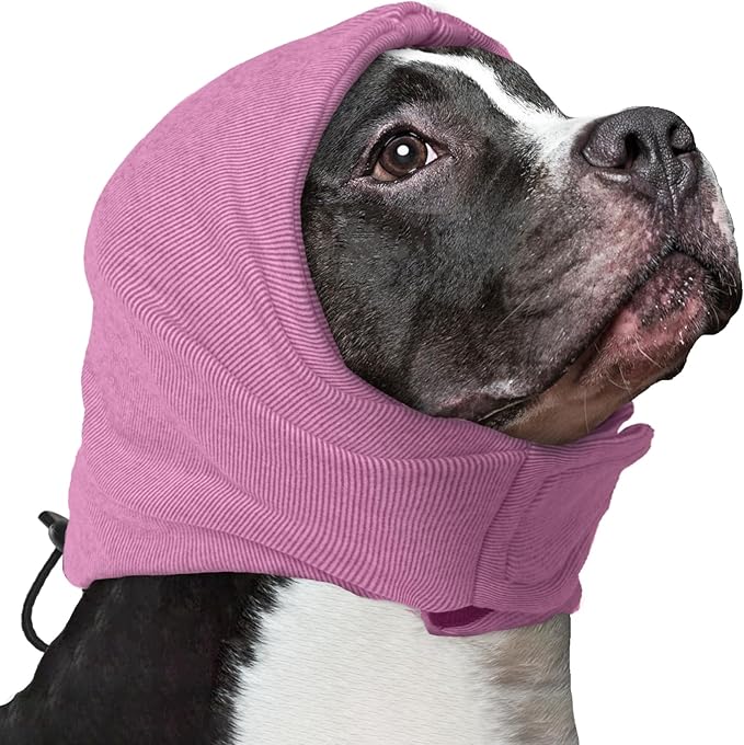Soft Dog Calming Hoodie Anxiety Relief Dog Ear Muffs Noise Protection Dog Ear Wrap Hematoma Fireworks Dog Ear Cover for Bath Blow Drying Dog Head Cover Noise Cancelling Sleep Help Headband