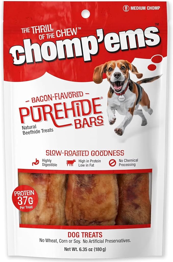 CHOMP EMS Ruffin' It 21000 Purehide Bars Dog Chew, 6.35 oz