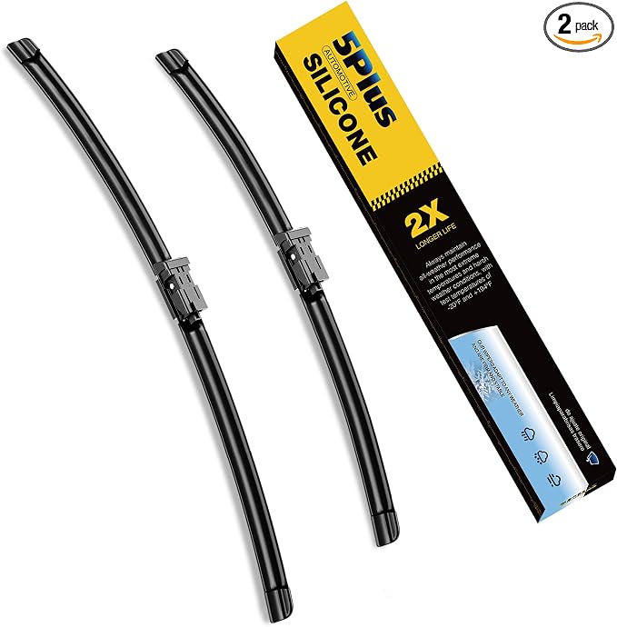 5 PLUS Premium Silicone Wiper Blades 26"+19" Front Fit Top Lock Arms 2-PACK | All Weather Performance, Waterproof Rain Wiping, Streak-Free Visibility, Long Lasting Harsh Weather Design