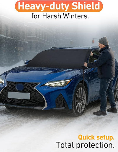 EcoNour Car Snow Cover Compatible for Lexus is 300 | Windshield Cover for Ice and Snow with S-Hook Straps | Heavy-Duty 600D Oxford Winter Car Cover, Waterproof & Anti-Slip