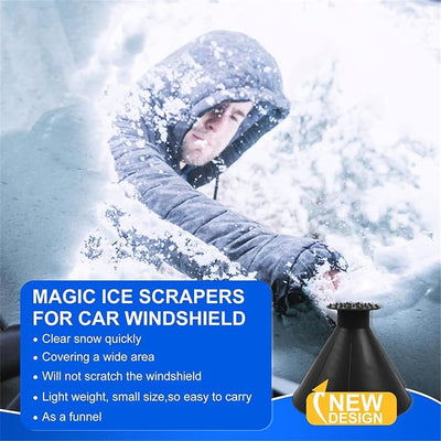 4 Pack Magical Ice Scraper, Round Snow Scraper for Car Windshield, Magic Funnel Snow Removal Tool, 2 in 1 Snow Removal Shovel Tools with 4 Ice Breakers