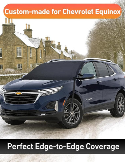 EcoNour Car Snow Cover Compatible for Chevrolet Equinox | Windshield Cover for Ice and Snow with S-Hook Straps | Heavy-Duty 600D Oxford Winter Car Cover, Waterproof & Anti-Slip