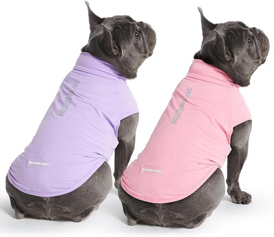 Spark Paws Sunblock Dog T-Shirt, SPF30 Protection, Lightweight Breathable Quick Dry for Dogs with Sensitive Skin - Purple & Pink (Set of 2) - L