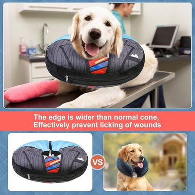 BEAUTYZOO Dog Cone Alternative After Surgery for Large Medium Small Dogs, Soft Inflatable Cone Collar for Dogs Cats, Dog Neck Donut E Collar Pet Recovery Collars to Stop Licking,Black XL