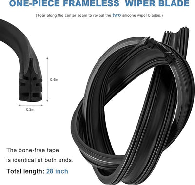 2 PCS Wiper Blade Refills, 28 Inch Adjustable Boneless Insert Windshield Strips, Frameless Rubber Strip Replacement for Most Vehicles Windshield Wiper Blades, Car Accessories