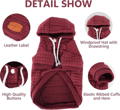 2 Pack Dog Hoodie Sweaters for Small Medium Dogs Warm Dog Clothes for Large Dogs Soft Waffle-Like Laminated Sweatshirt Bulldog (Brown+Wine Red, XXL (Back: 26",Chest: 34.5", Neck: 25"))