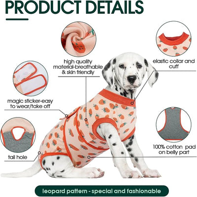 Kuoser Dog Recovery Suit for Female Male Dogs, Post-Surgery Bodysuit for Spay Neuter, Dog Onesie After Surgery, Anti-Licking Pet Surgical Recovery Suit, PinkStrawberry XL