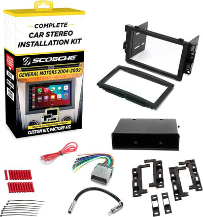 Scosche ICGM12BN Double DIN Radio Install Dash Kit Compatible with Select 2004-09 Non-Amplified Chevrolet and Pontiac Vehicles - Complete Car Stereo Installation Kit - See Vehicle Fit Guide in Images