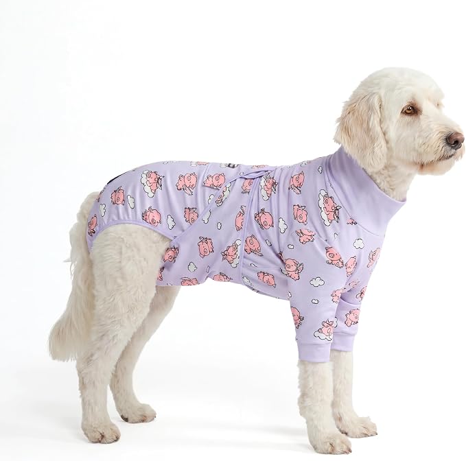 Dog Surgery Recovery Suit – Dog Recovery Suit After Surgery, Anti-Lick Dog Onesie, Abdominal Wound Protector, Soft Cone Alternative for Spay Neuter Male Female Pet Recovery - Pigs Fly - 2XL