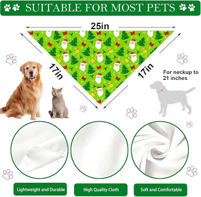 Holiday Dog Bandanas 4 Pack, Halloween Thanksgiving Christmas New Year Reversible Large Pet Bandanas, Celebration Set, Adjustable Triangle Holiday Scarves for Dogs Girl Boy Pets