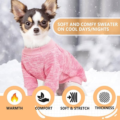 2 Pieces Dog Sweaters for Small Dogs Fall Dog Clothes Female Winter Fleece Puppy Sweaters Warm Thick Outfit Pet Small Dog Sweater for Boy Girl Dogs Yorkie, Chihuahua, Bulldog, Dachshund, Pug,Large