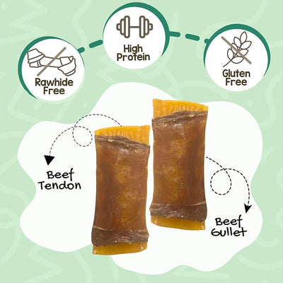 Nature Gnaws Beef Tendon Wraps for Dogs (5 Count) - Long Lasting for Aggressive Chewers - Natural Beef Dog Chew Bones - Rawhide Free
