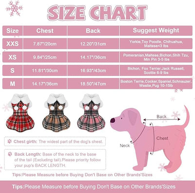 Dog Sweater with Leash Set D Ring Plaid Fleece Dog Clothes for Small Dogs Girl Boy Winter Puppy Dress Cold Weather Coat Fall XXS Sweater for Chihuahua Yorkie Cat Doggy Costumes, Khaki, S