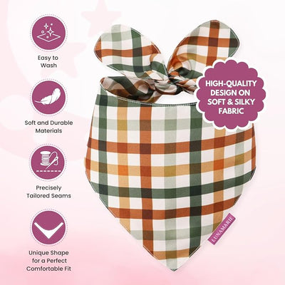 LunaMarie - Luxury Pet Birthday Bandanas -Premium & Silky Poly Fabric | 100% Handmade | Custom Shape Dual Layered (Autumn, Small)