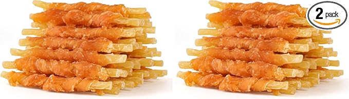 Dog Treats, 4.5-4.7 Inch Chicken Wrapped Codfish Sticks, Soft Chewy Training Treats for Small Dogs, Low-Fat Rawhide-Free Chews, 14.11 oz (40 Count) ×2