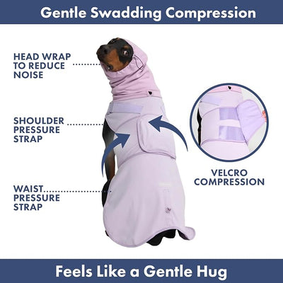 Spark Paws Anxiety Relief Vest for Dogs – Gentle Compression Dog Anxiety Suit, Calming Wrap for Separation Anxiety, Thunder, Fireworks, Suitable for Small Medium and Large Breeds - Purple - Size L