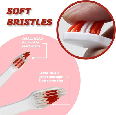 Pet Toothbrush for Dogs, Cats with Soft Bristles - Easy Teeth Cleaning & Dental Care, Non Slip Dual Head Dog Toothbrush for Medium & Large Pets, Toothpaste Not Included, Pack of 4 Multi