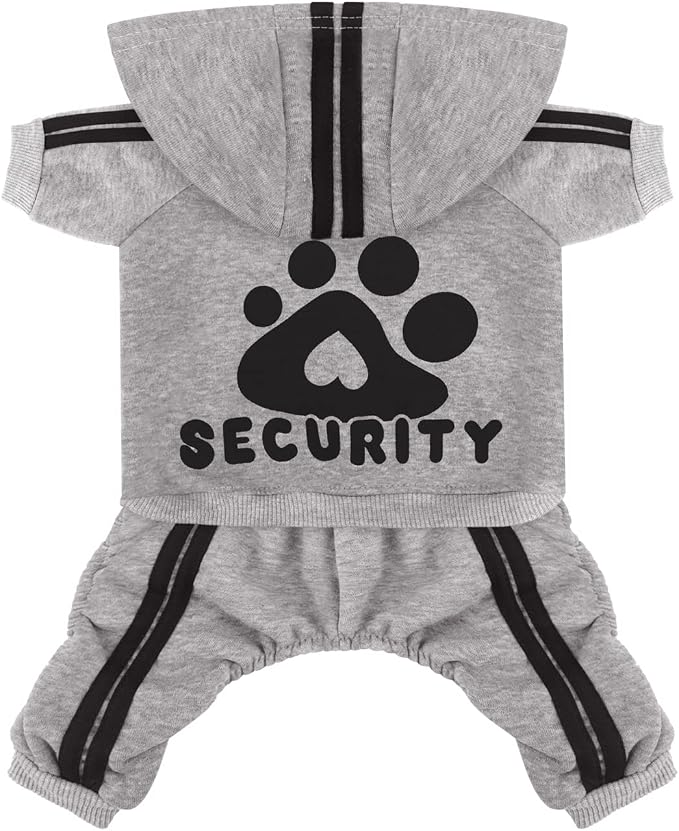 Dog Hoodie Security Clothes 4 Legs Jumpsuit Sweatshirt Hoodies Soft & Warm Dog Outfit Pullover Winter Clothes Sweater for Small Medium Large Dogs Cats (Gray, Medium)