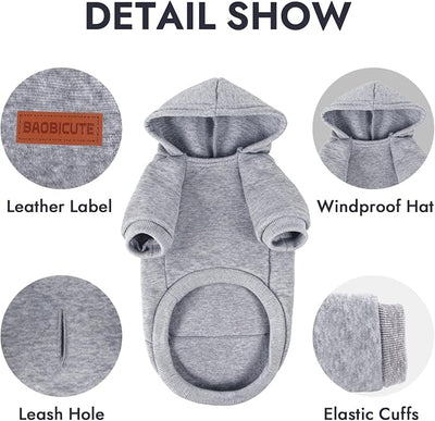 2 Pack Dog Hoodie Warm Hood Dog Sweater Cold Weather Small Dogs Sweatshirt Comfort Pet Clothes for Small Medium Dogs with Pockets Cats Chihuahua Clothes for Male Female Girl Boy Sporty Daily Wear