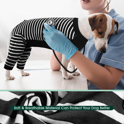 Kuoser Dog Recovery Suit with Anti Licking Rear Leg Sleeve, Black M | Abdominal Dog Surgical Suit with Pants Cover Protect Wounds, Dogs Elbow Protector Soft Pet Surgery Onesie Cone Alternative