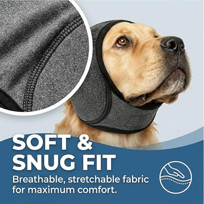 Zenpup Noise Cancelling Ear Wrap, Dog Ear Muffs Noise Protection Firework Thunder Vacuum, Elastic Dog Ear Wrap with Sound-Blocking Rubber Pads, No Shake, Adjustable (Pink, Large)