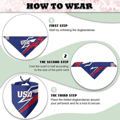 KEIAHUAN Patriotic USA Printed Dog Bandana Triangle Scarf Soft Washable Pet Kerchief for Independence Day, Premium Breathable Fabric, Adjustable Bandanas for Small Medium Large Dogs
