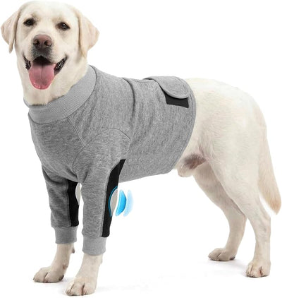 Dog Recovery Suit for Front Legs, Dog Elbow Protector with Padded Elbow Coverage to Stop Licking, Front Leg Sleeve for Hot Spots, Wounds, Hygroma, Calluses & Post-Surgery Care,Grey,M