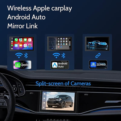 Haudio Double Din Car Stereo Radio with 7 inch HD Touchscreen, Wireless Apple Carplay & Android Auto, Bluetooth, SWC, Mirror Link, AUX,FM Car Radio Receiver(No backup reversing camera)|for All Vehicle