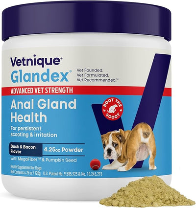 Vetnique Glandex for Dogs Anal Gland Powder, Support for Scooting & Fishy Odor, Boot the Scoot Fiber Supplement, Pumpkin Powder & Probiotics for Dogs with Digestive Enzymes