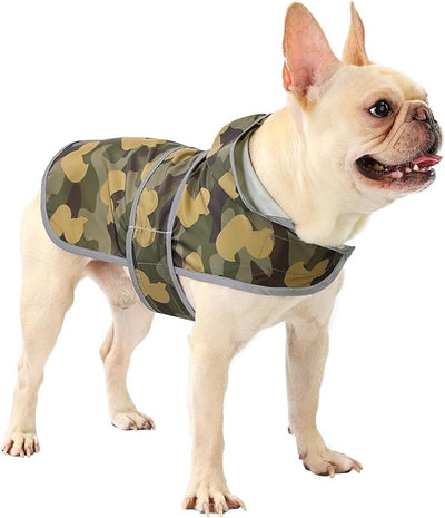 Dog Raincoat for Medium Dogs Waterproof Jacket Hooded Rain Coats with Reflective Strips Leash Hole & Poncho Adjustable Fit (CamoDuck,M)