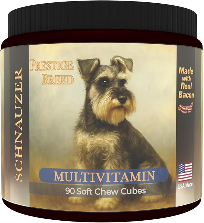 Multivitamins, Balanced Nutrition for Your Schnauzer, 90 Count, Made in the USA with Real Bacon