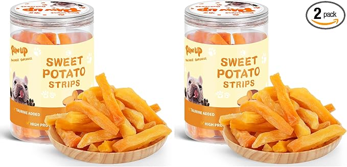 Sweet Potatoes Strips Dog Treats - Single Ingredient Soft Chews w/Taurine, Chewy Sticks for Small & Medium Dogs, Easy to Digest, 12.5oz (Pack of 2)