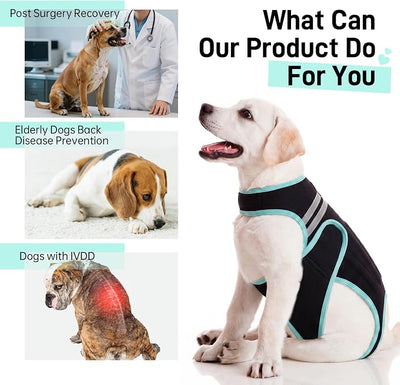 Dog Back Brace, Breathable Dog Post-Surgery Vest for IVDD, Arthritis & Spine Support, Adjustable Reflective Pet Back Bracer Pain-Relieving Harness, Black S