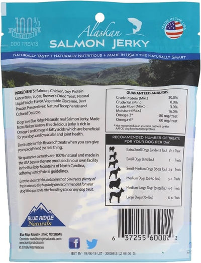Blue Ridge Naturals Oven Baked Salmon Jerky Dog Treats, 1lb Bag