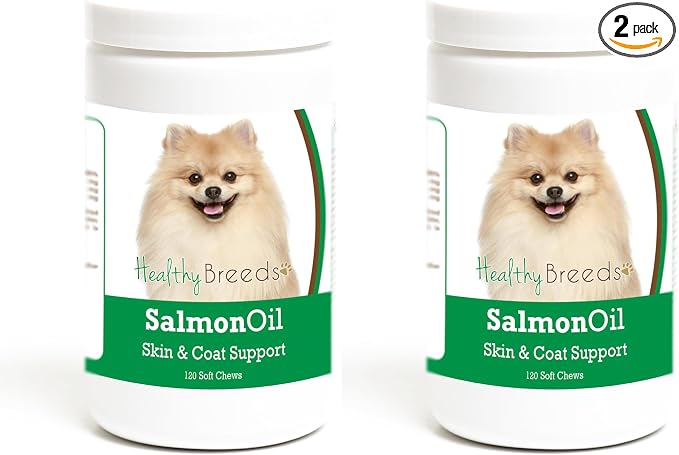 Healthy Breeds Pomeranian Salmon Oil Soft Chews 120 Count (Pack of 2)