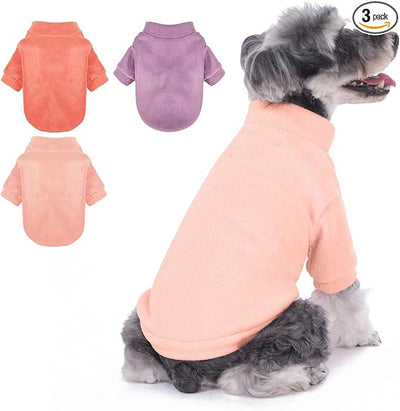 GYALAPERI Dog Sweater, 3 Pack Dog Sweaters for Small Dogs Girl Boy, Ultra Soft Warm Puppy Clothes Dog Coat for Winter (Rose+Lt Pink+Lt Purple, Small)