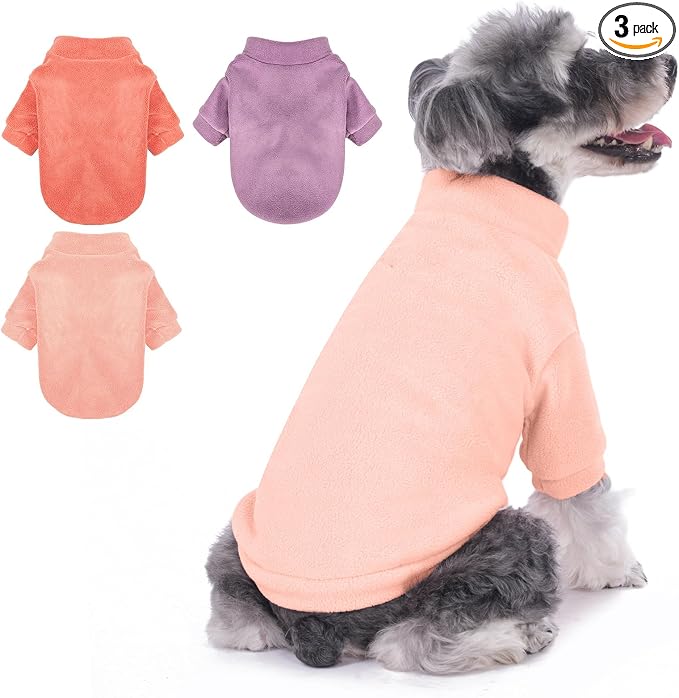 GYALAPERI Dog Sweater, 3 Pack Dog Sweaters for Small Dogs Girl Boy, Ultra Soft Warm Puppy Clothes Dog Coat for Winter (Rose+Lt Pink+Lt Purple, Large)