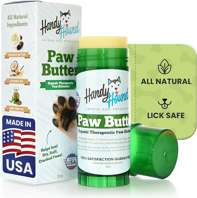 Paw Butter Dog Paw Balm for Dry Cracked Paws, Lick Safe, 2 oz | All natural nourishing balm soothes paws, nose and dry skin, mess-free twist-up stick, made in the USA