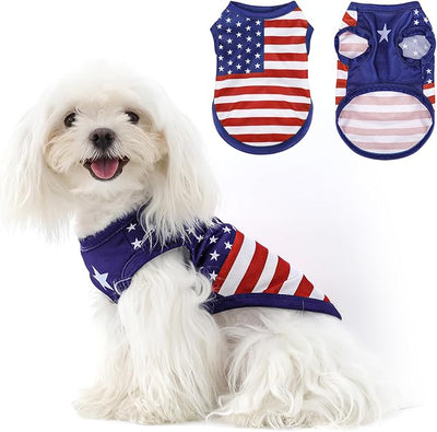 American Flag Inspired Dog Vest: Perfect Dog Shirt, Ideal Tank Top for Everyday Wear, Independence Day Celebrations Crafted Materials for a Cute and Stylish Look Blue L