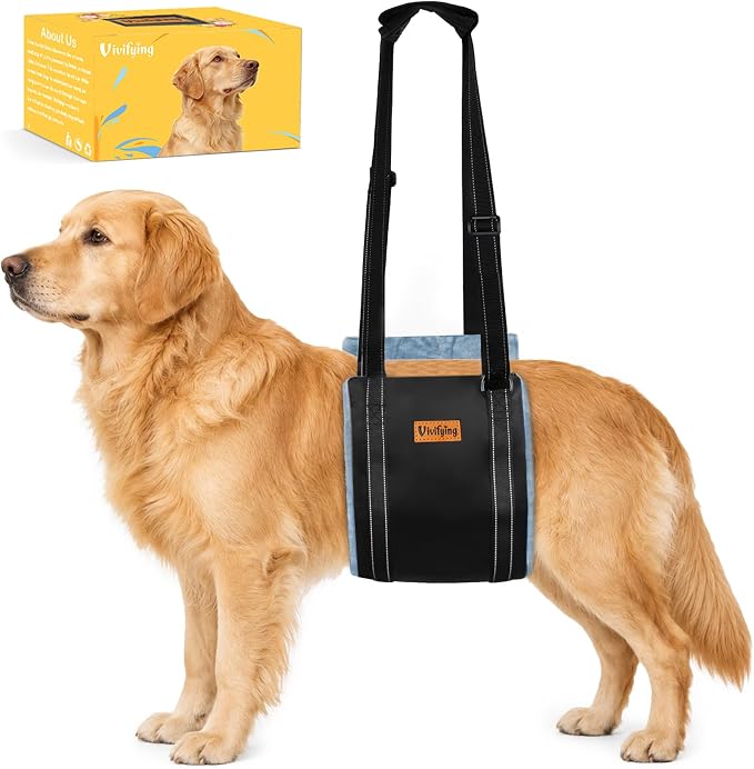 Dog Lift Harness for Large Dogs, Soft Flannel Rear Leg Support Sling, Adjustable Dog Lifting Harness for Weak Back Legs, Senior Injured Disabled Dogs, ACL Surgery Mobility Assist, L, Gray